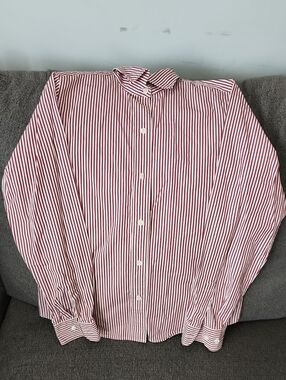 Faconnable Classic Red & White Striped Dress Shirt